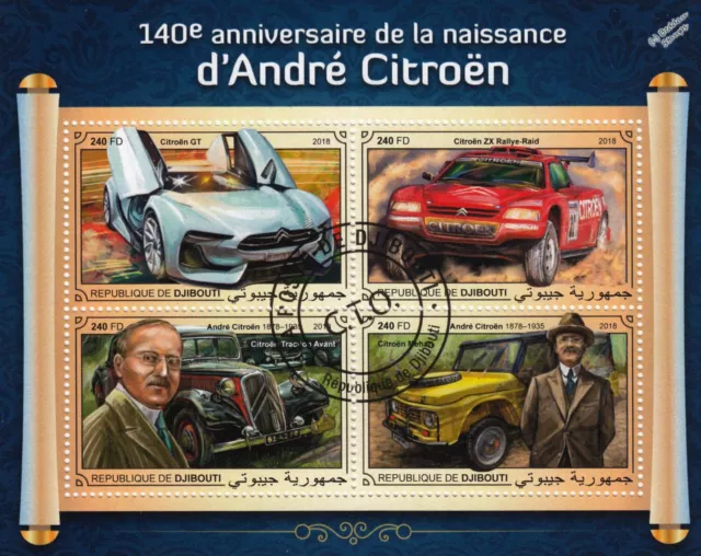 Andre CITROEN Cars CTO Stamp Sheet (2018 Djibouti)