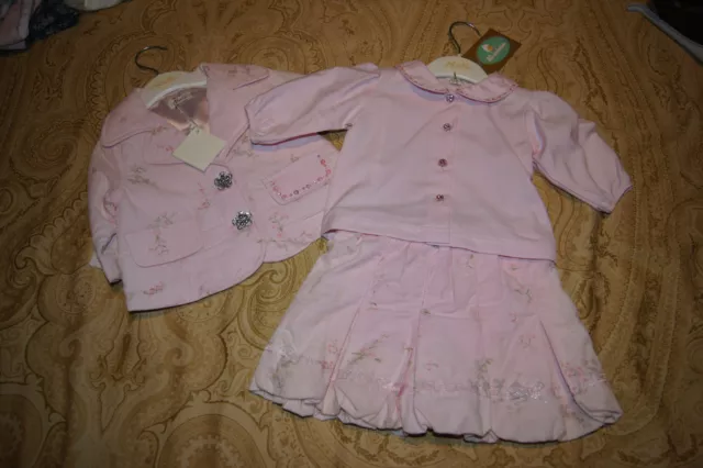 Conjunto chaqueta, blusa y falda niña bebé 3 meses Abella