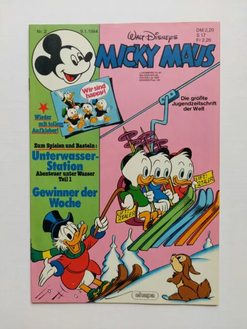Ehapa - Micky Maus Nr. 2 / 9.1.1984 - Top Zustand / Z1- / mit Bastelbeilage & SE