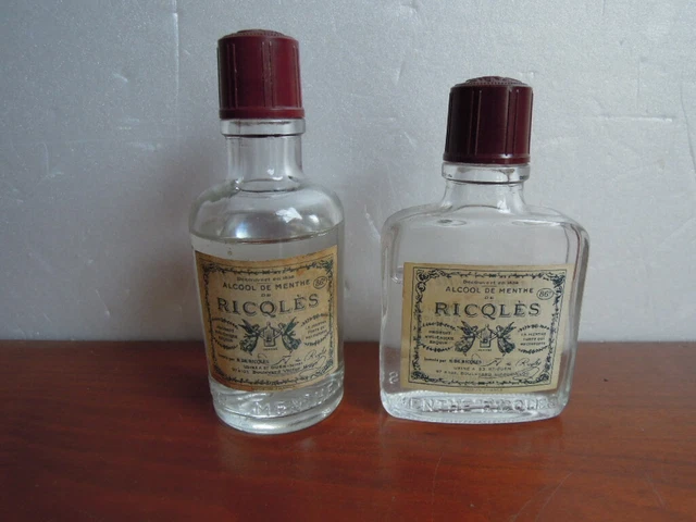 2 Flacons RICQLES anciens - bouteilles en verre