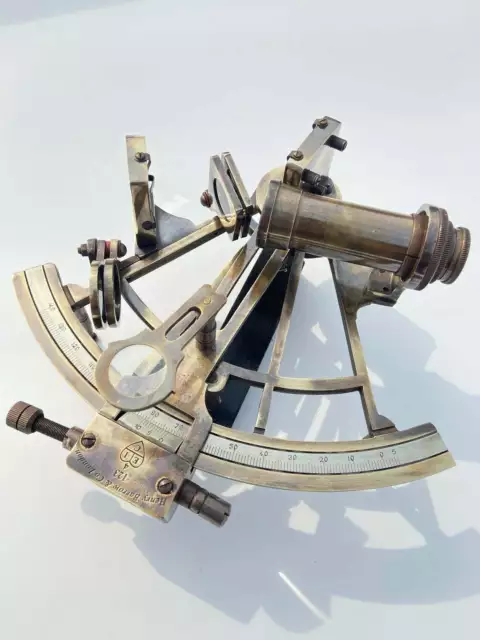 8" Brass Working Sextant In Brown Nautical Antique | Marine Navigational Sextant