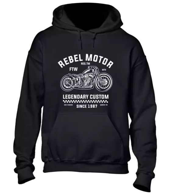 Rebel Motorbike Hoody Hoodie Motorcycle Biker Design Gift Present Idea Cars Top