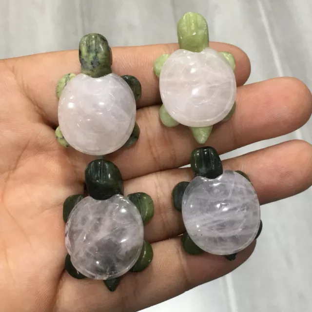 5pcs Natural Rose quartz Crystal Sea turtle Carved Skull Reiki healing
