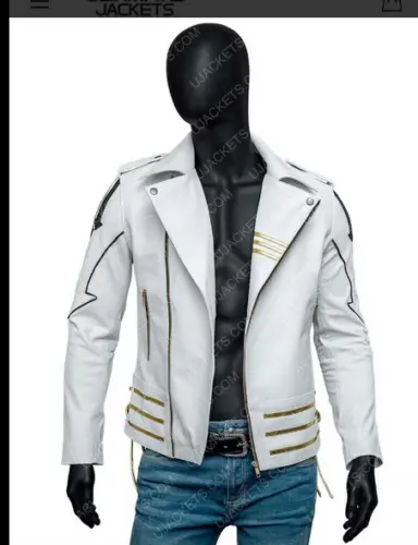 Freddie Mercury White Men's Concert Leather Jacket/