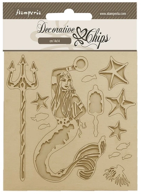 Chips decorativos Stamperia de 5,5""X5,5""-Songs of the Sea Mermaid SCB182