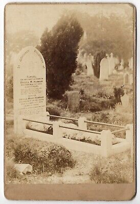 Antique GRAVEYARD TOMBSTONE Funeral ORIGINAL CABINET CARD PHOTO Death & Mourning