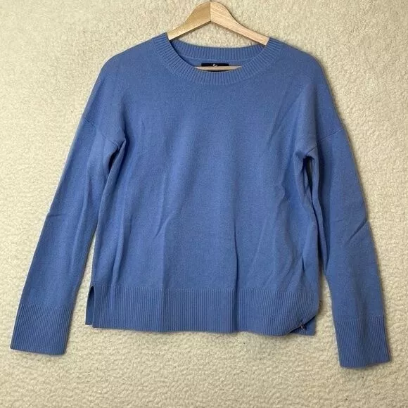 NWT Lands End Womens Dark Cloudy Blue Cashmere Relaxed Pullover Sweater XXS