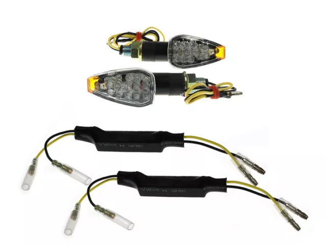 Clignotant Lot LED Sparkle Noir 20 MM E-Marqué + 2 Résistances pour Aprilia BMW