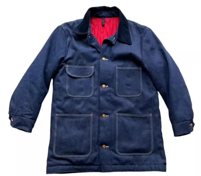 WRANGLER BLUE BELL sanforized denim chore coat jacket sz 36 workwear ...