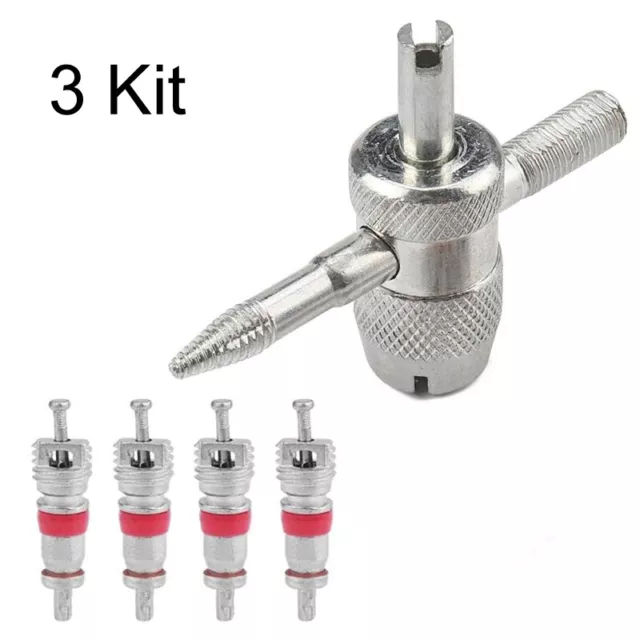 3x KIT Chiave rimuovi valvola cacciavite pneumatici smonta ruote auto bici moto