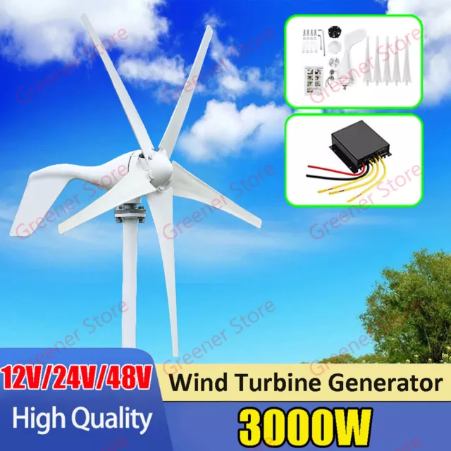 3000W 12V 24V 48V Générateur de Vent Turbine Contrôleur énergie éolienne Kit