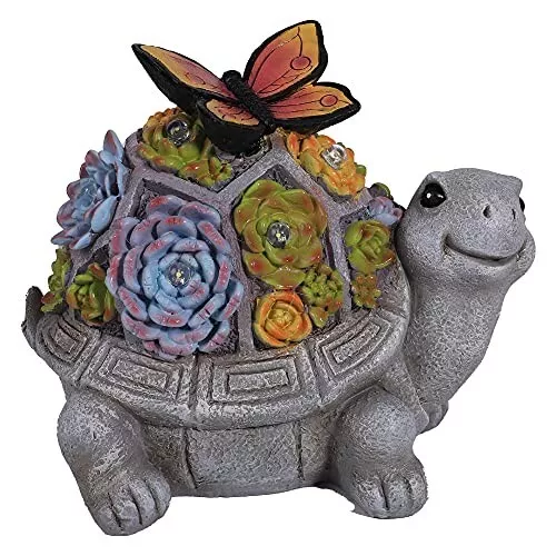 22cm Tortoise Solar Powered Garden Statue Outdoor Turtle LED Lawn Patio Ornament