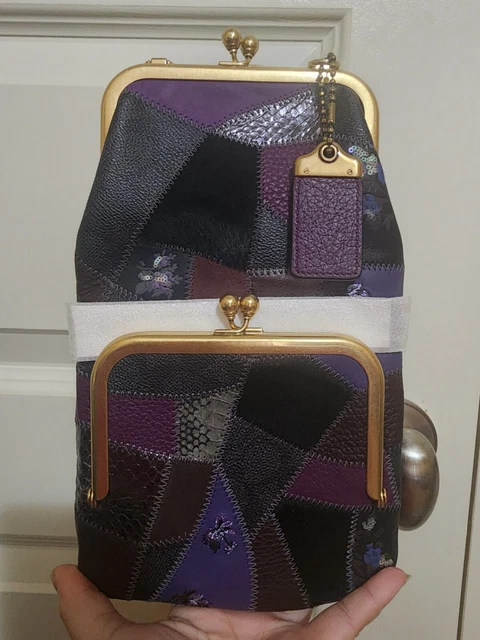 COACH DOUBLE FRAME Crossbody With Signature Patchwork B4 Tan Light Tan NWT 370.00 PicClick