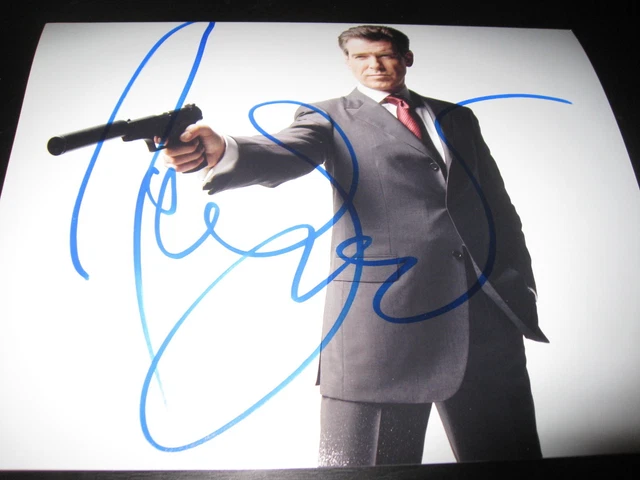 Photo Imprimée Signée Pierce Brosnan James Bond - Format A4, Cadre Métal Brossé, Idée Cadeau Cinéma