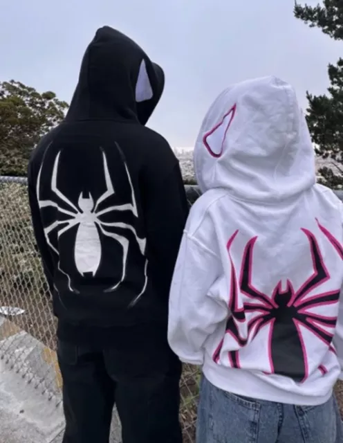 Spiderman Felpa Print Hoodie con cappuccio y2k per coppie Sweatshirt con zipper