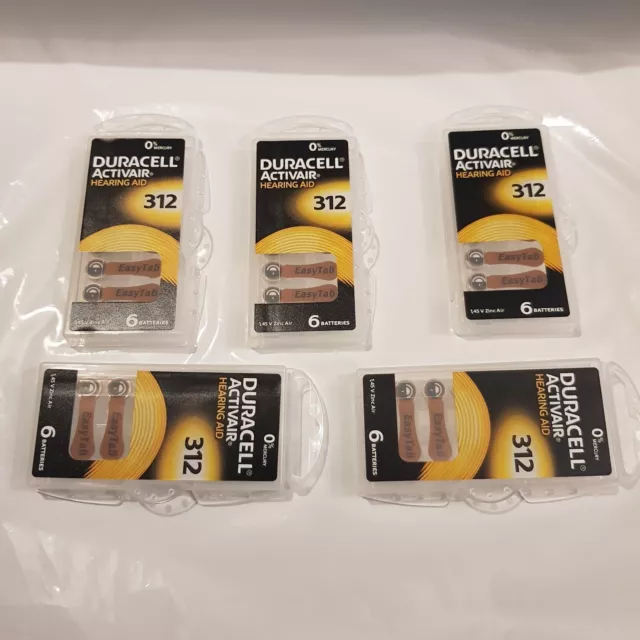 Duracell ActivAir 312 Hearing Aid Batteries 5 Packs Of 6 Batteries