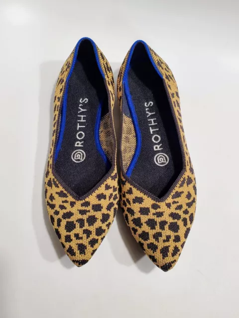 ROTHY'S The Point Ballet Flats Leopard Cheetah Animal Pointed Toe Shoes Size 6