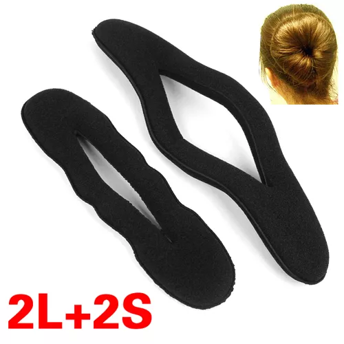 4 pcs Magic Sponge Clip Foam Donut Hair Styling Bun Curler Maker Tool Ring Twist