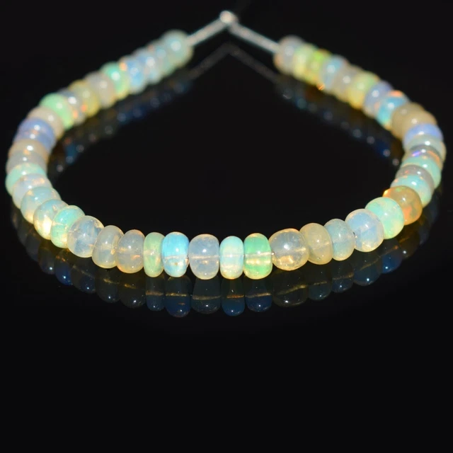 4-5MM Natural A1 Welo Opal Rondelle Smooth Gemstone Beads 6" For Jewelry Making