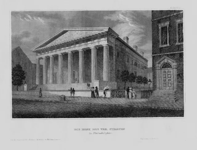 1840 - Philadelphia Bank Pennsylvania Amerika America engraving Stahlstich