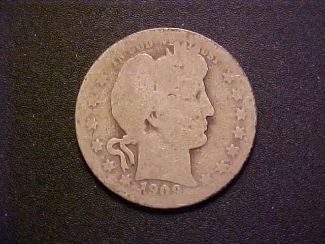 1909-O Barber Silver Quarter - Very Nice Key Date Circ Collector Coin!!d5987qxxx
