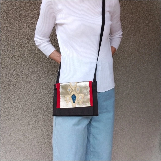 Crossbody Small Bag  Vintage Japanese Kimono Obi Handmade Silk One and Only