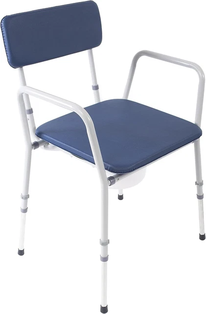 NRS Healthcare Compact Dovedale höhenverstellbar Kommode Stuhl gepolsterte Rückenlehne