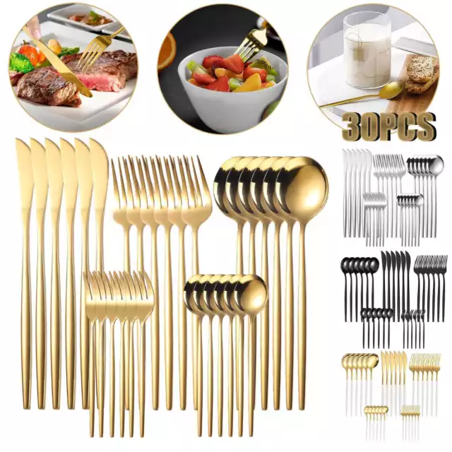 30 Pcs Silverware Set for 6 Stainless Steel Flatware Cutlery Utensil Kitchen New