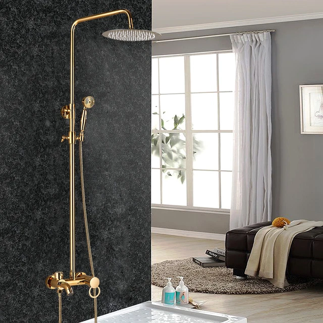Gotonovo Duscharmatur-Set In ölgeriebenem Bronze – Mit 8 Zoll Regendusche, Handbrause & Wannenauslauf