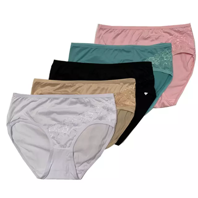 5 Women High Waist Poly Briefs Highcut Cotton Underwear Panties  #6019