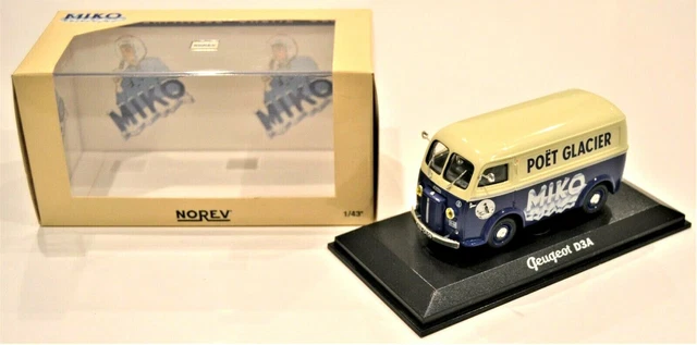 Miniature Norev 1/43 - Peugeot 203 Fourgon Glaces Miko - Occasion Très Bon état