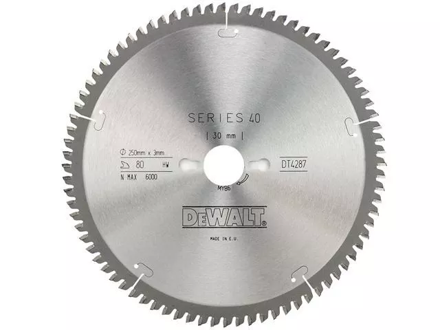 DEWALT - Circular Saw Blade 250 x 30mm x 80T Series 40 Extra Fine Finish