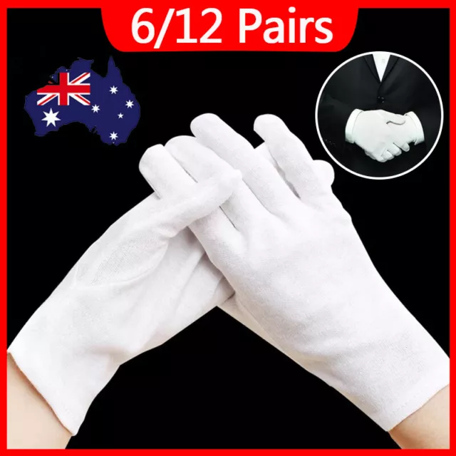 12 Pairs Handling Work Hand Protector Soft Costume Jewellery Cotton White Gloves