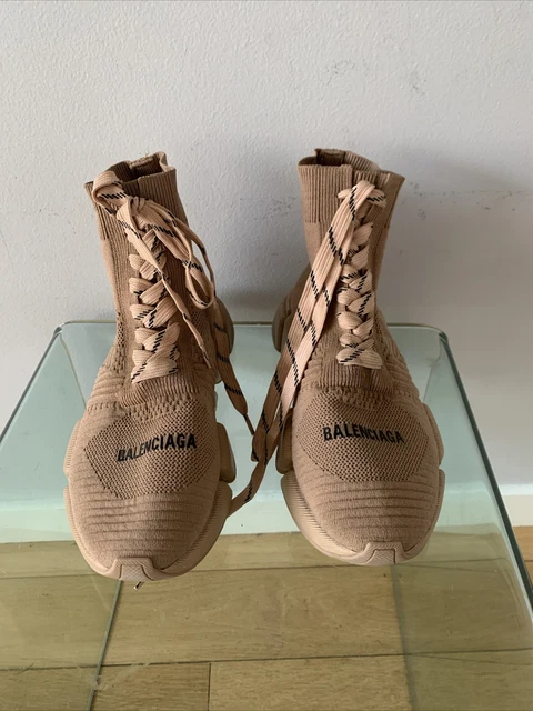 BALENCIAGA TAN SPEED 2.0 Lace Up Sock Trainers Size UK 6 fits7