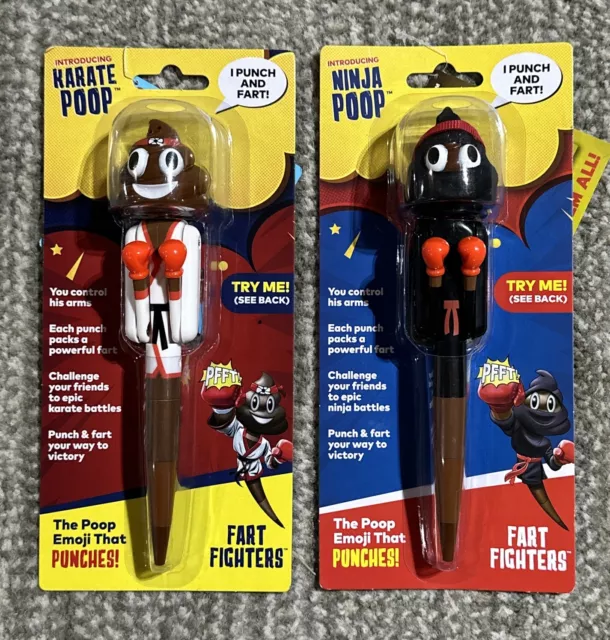 2 PC NINJA POOP & KARATE POOP Fart Fighters The Poop Emoji That Punches & Farts