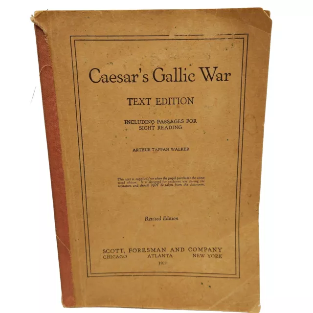 Caesars Gallic War Text Edition by Lowe & Ewing in Original Latin PB 1902 READ
