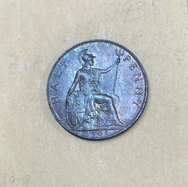 1901 GREAT BRITAIN Half Penny Coin Excellent Condition £11.12