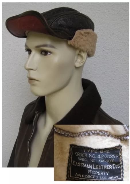 USAF B2 Eastman Leather Tappo Volo Tappo Montone Vintage 7 3/8 WWII Noi Airforce