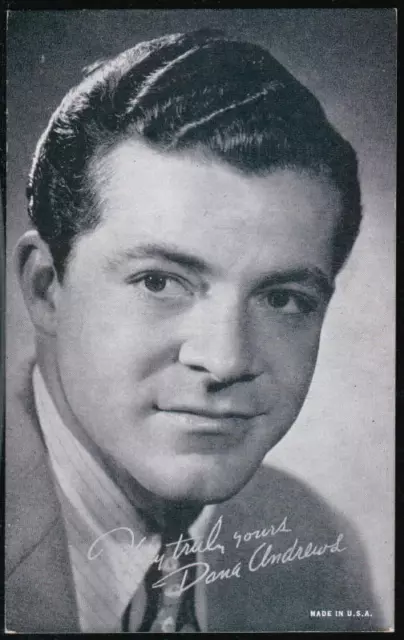 DANA ANDREWS Movie Star Actor Vtg Penny Arcade Exhibit Old Vending Card Postcard