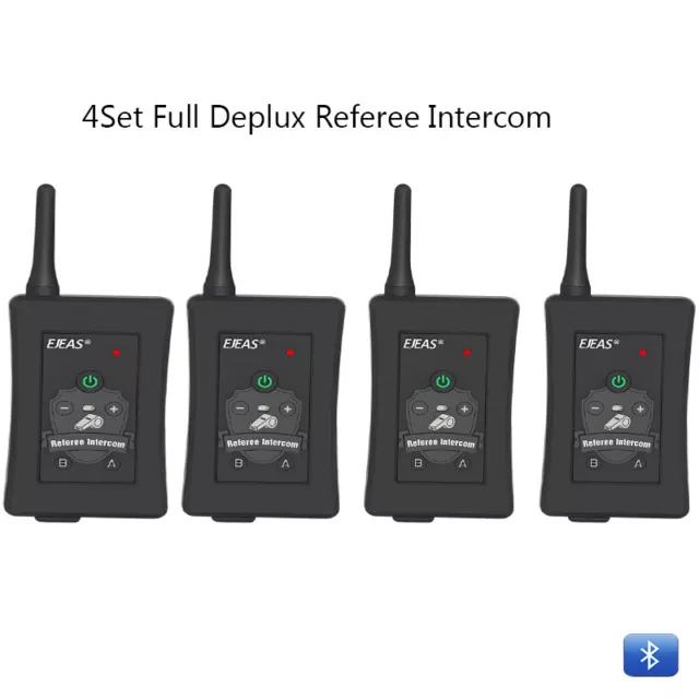 4pcs Full Duplex Bluetooth Football Soccer Referee Intercom Interphone Headset