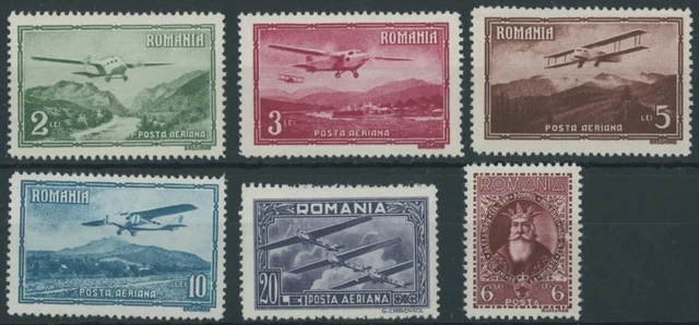 RUMÄNIEN 1931/2, Flugzeuge und Alexander I, normale Zähnung, 6 postfrische