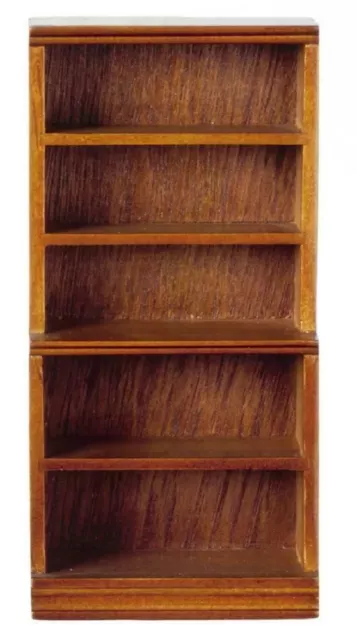 Dolls House Walnut Wooden Shelf Unit Bookcase Miniature Study Shop Furniture