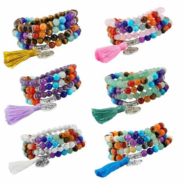 Healing Natural Crystal Quartz Beads Mala Bracelet Necklace Chakra Reiki Stones