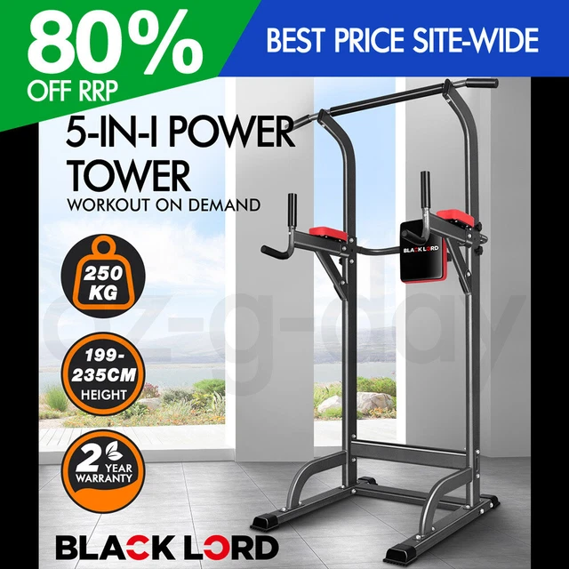 BLACK LORD Power Tower Chin Up Bar Push Pull Up Weight Bench Gym Station