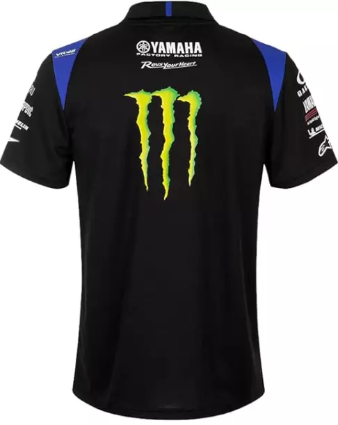 Yamaha Men's Genuine VR46 Moto GP Replica Black Team Polo Shirt New 2