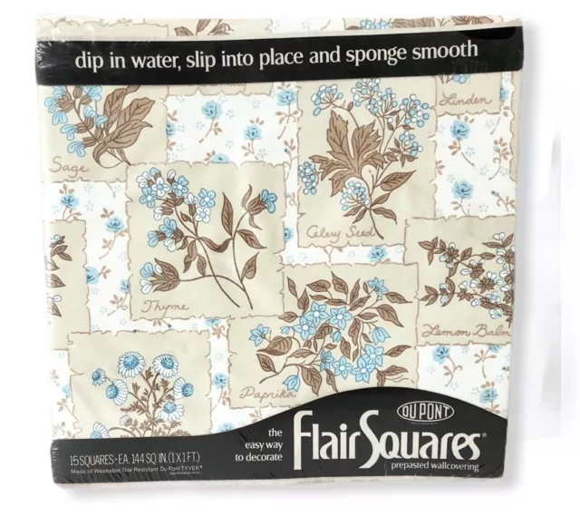 Vintage DuPont Flair Squares Pre-pasted Wall Paper Panels Herb Sampler 15-Pack