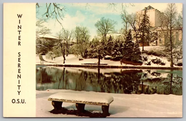 Winter Serenity Ohio State University Mirror Lake Columbus Reflections Postcard