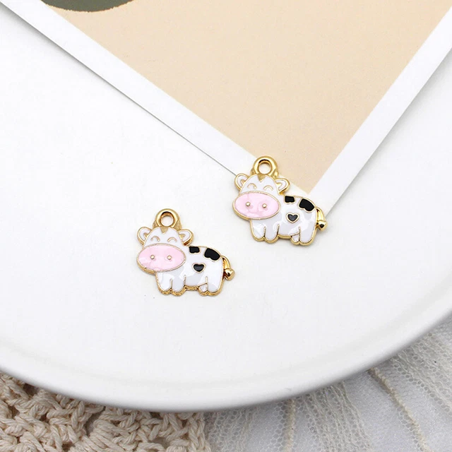 10PCS Enamel Cow Charm Pendant Jewelry Making Bracelet Necklace DIY Accessor-wf