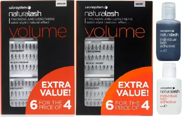 Salon System Naturalash Individual Eyelashes Volume - Black Short Medium