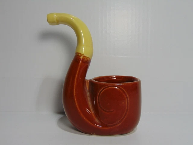 Pipe Shaped Planter Ceramic Brown And Yellow c1970s